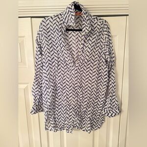 Oliphant Blue and White Chevron Blouse